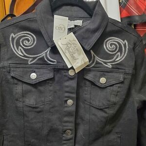 Black Embroidered Denim Jacket